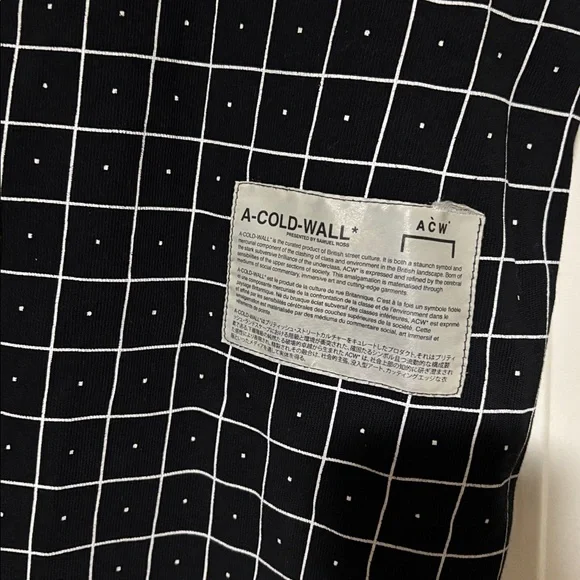 A-COLD-WALL* Black Checkered Short Sleeve Tee Sz XXL - Picture 4 of 5